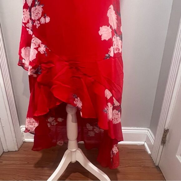 NWT Love in Bloom Red Floral Print Off-the-Shoulder High-Low Dress size small - Picture 10 of 13